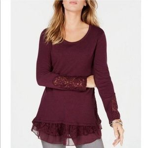 NWT Style & Co lace hem tunic